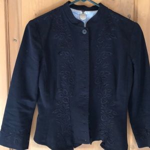 SOLD:Absolutely beautiful navy embroidered jacket!